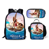 Moana 2 Schoolbag Backpack Lunch Bag Pencil Case 3pcs Set Gift for Kids Students